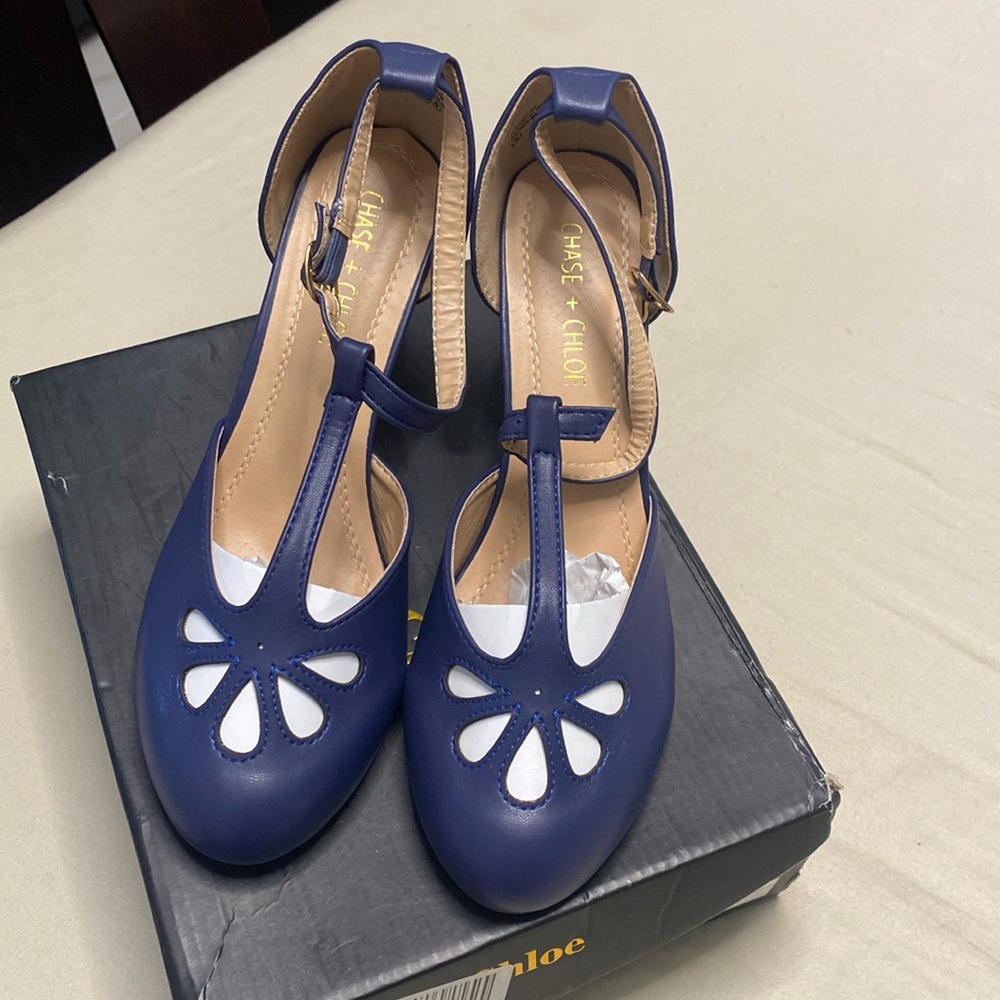 Chase + Chloe blue heel